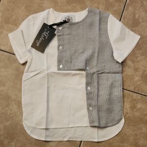 Melange Kids White and Gray Button Down Shirt